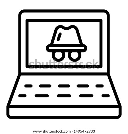 Laptop hacker attack icon. Outline laptop hacker attack vector icon for web design isolated on white background