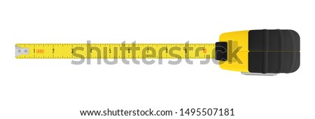 Yellow carpenter measuring tape with an imperial units scale Royalty-Free Stock Photo #1495507181