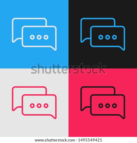 Color line Speech bubble chat icon isolated on color background. Message icon. Communication or comment chat symbol. Vintage style drawing. Vector Illustration