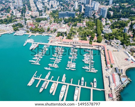 Aerial view of Marine station - Sea Port of Sochi, Krasnodar Krai