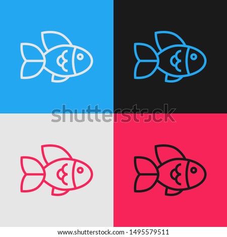 Color line Fish icon isolated on color background.  Vector Illustration