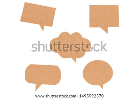 brown paper bubble speech isolated on white background with clipping path