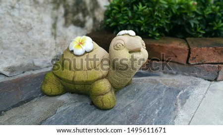 Rock Turtle Slowly walk in the garden.