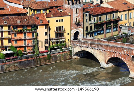Adige River in Verona, Italy, Europe