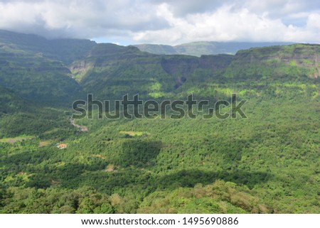 Malshej ghat Valley view of mountain and forest greenery in rainy season
