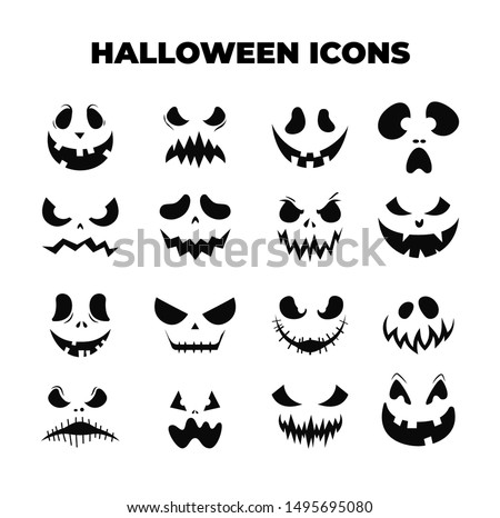Halloween Face Pumpkin. Halloween Smiles. Pumpkin smile. Vector Royalty-Free Stock Photo #1495695080