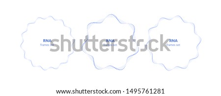 Vector flat science dna frame template set. Blue gradient atom rna circle helix around text block on white background. Concept of future science. Design element for web, presentation, banner, poster Royalty-Free Stock Photo #1495761281