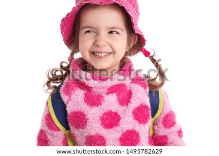 Portrait of a beautiful smiling child on a white background.
