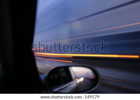 Truck lights blurred