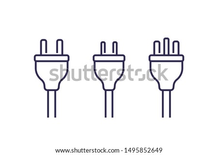 electric plugs on white, line vector Royalty-Free Stock Photo #1495852649