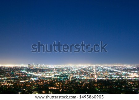Clear night view at Los Angeles down town, California