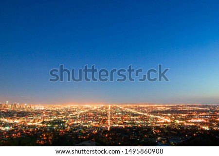 Clear night view at Los Angeles down town, California