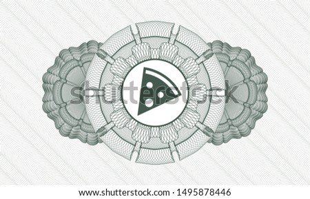 Green abstract linear rosette with pizza slice icon inside