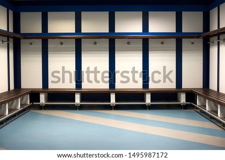 Football soccer locker room sports indoors Royalty-Free Stock Photo #1495987172