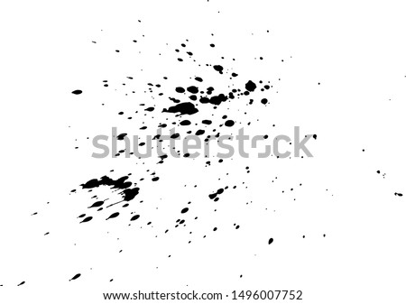 Black paint, ink splash, brushes ink droplets, blots. Black ink splatter background, isolated on white. Vector illustration