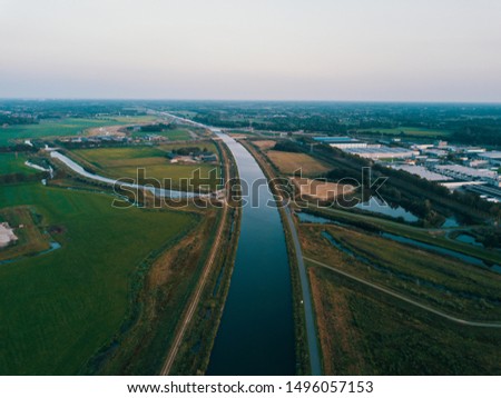 Beautiful aerial photo of the big canal in the Netherlands
