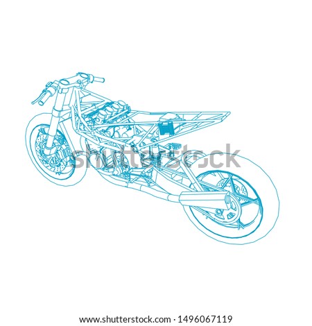 line art of motorcycle. Coloring page - motorcycle - illustration for the children