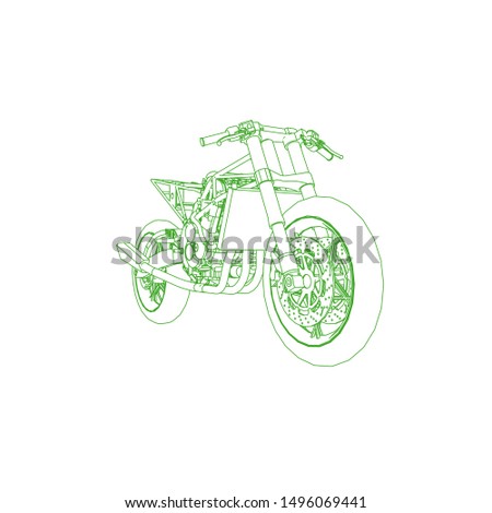 line art of motorcycle. Coloring page - motorcycle - illustration for the children
