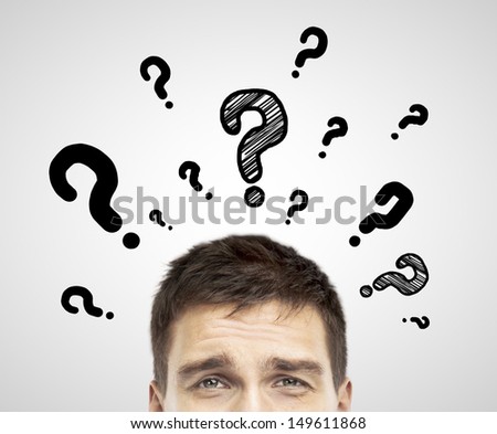 businessman with question mark  on a white background