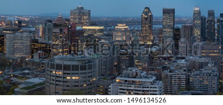 Montreal downtown, early evening. Photographed from Mont Royal.