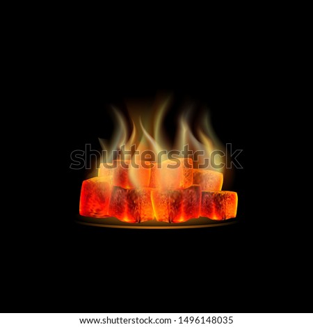 Coal to fuel the hookah, flame, fire. Vector illustration, design for banner, hookah signs. Vector, EPS 10 Royalty-Free Stock Photo #1496148035