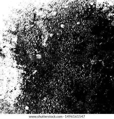Grunge rough dirty background. Overlay aged grainy messy template. Distress urban used texture. Brushed black paint cover. Renovate wall frame grimy backdrop. Empty aging design element. EPS10 vector.