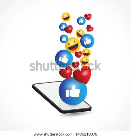 Isometric smartphone with emoji design illustration template