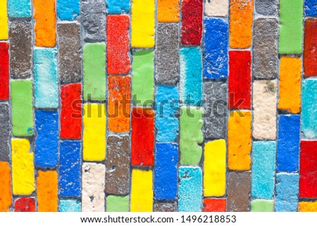 Multicolored brick wall. Construction material texture.