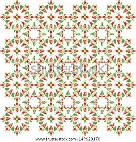 Isolated Christmas Pattern on White Background, Vector illustration