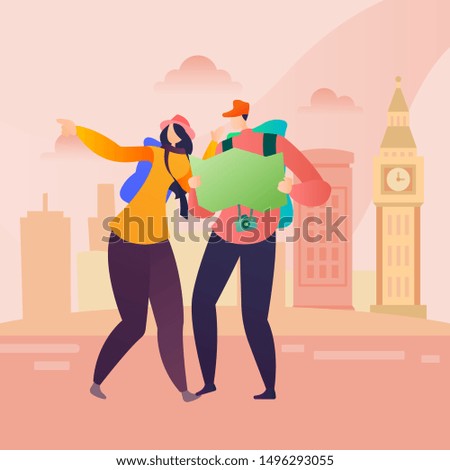 People Travel Character vector Illustration in vacation on background concept in London with flat cartoon
