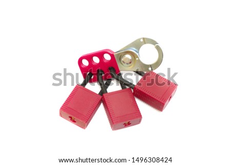 Hasp for prevention of unintended switching Royalty-Free Stock Photo #1496308424