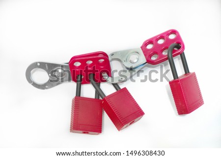 Hasp for prevention of unintended switching Royalty-Free Stock Photo #1496308430