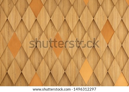 3d background of  light wood in the shape of rhombuses for wall decoration.  Wooden texture