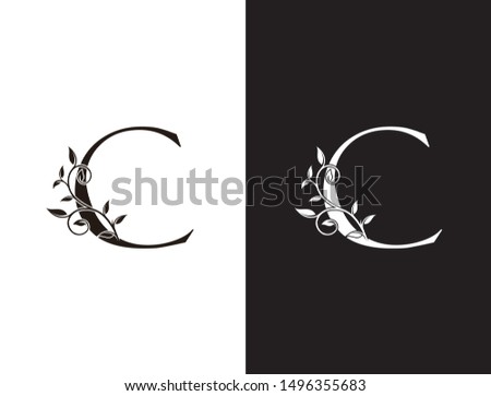 Luxury C Letter Logo,vintage floral logo icon perfect for fashion, restaurant, cafe, hotel and many company.