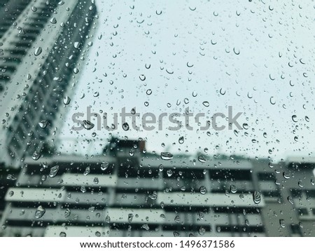 Rain drop on glass surface 