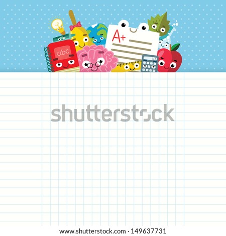 back to school - background with education icons and notebook paper 