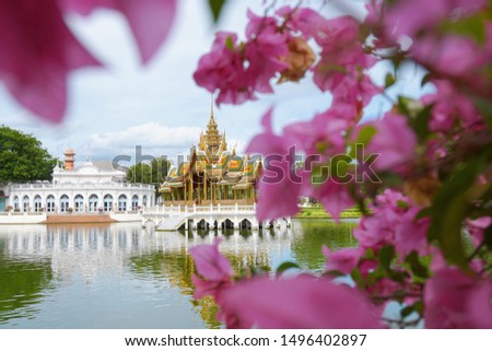 Aisawan Dhiphya-Asana Pavilion at the Bang Pa-In Palace, Ayutthaya Province, Thailand Royalty-Free Stock Photo #1496402897