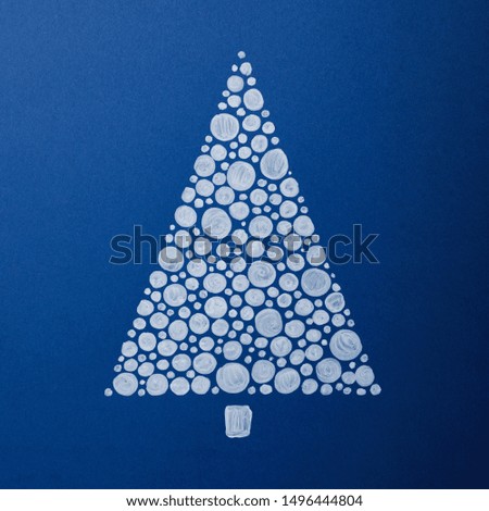 Painting of Christmas tree on blue background