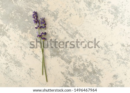Lavender, lavenders flowers on a wooden background, top view. Space for text