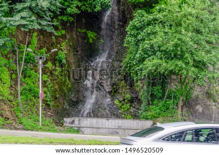Small waterfall near the road in Tbilisi, Georgia
