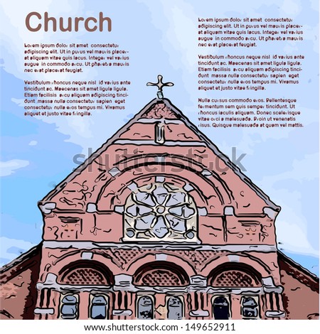 Church - Retro Clipart Illustration with Copyspace