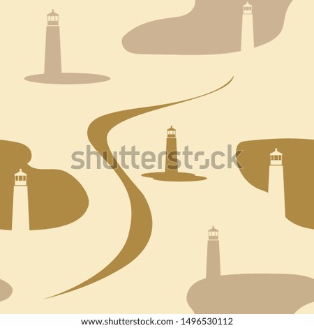 Lighthouse. Seamless pattern. Vector image.