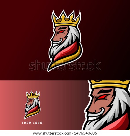 King lord sport esport logo design template with armor, crown, beard and thick mustache for team, company, personal