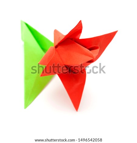 origami model isolated on white background - paper tulip flower 