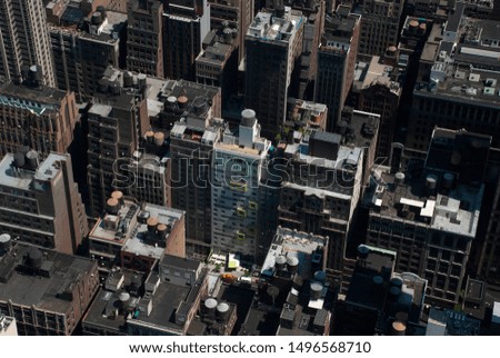 Bird's eye view over Manhattan skyscrapers, New York City