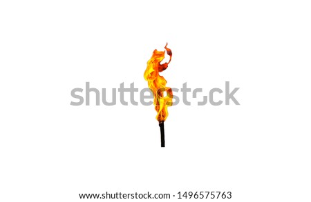 Torch with fire isolated on white background.