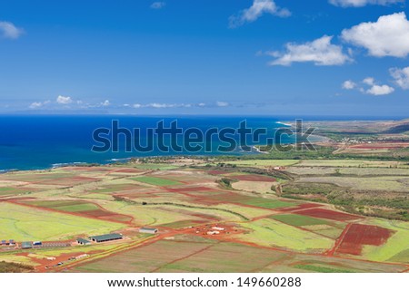 Scenic view of Kauai island on Hawaii from the air