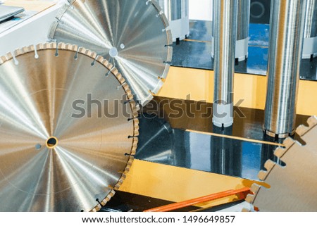 Circular saw blades used in large industries.