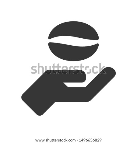 Hand Holding Coffee Bean on White Background. Vector