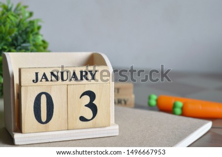 January Month, Appointment date with number cube design. Date 3.